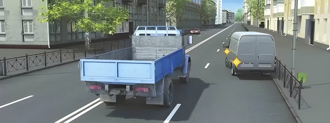 Можно ли водителю автомобиля в данной ситуации начать движение от тротуара?
