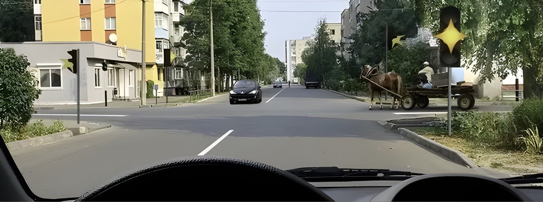 Вы намерены продолжить движение прямо при желтом мигающем сигнале светофора. Ваши действия?