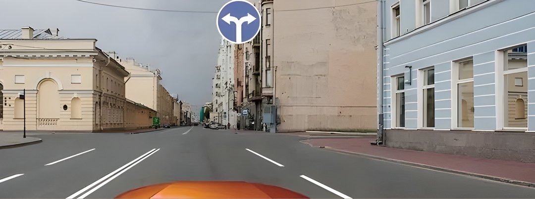 В каких направлениях Вам можно продолжить движение по второй полосе?