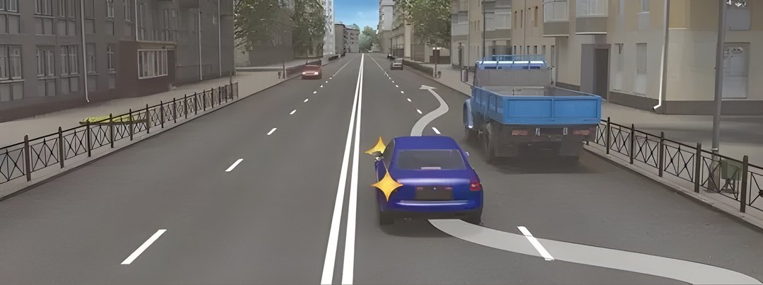 Водитель легкового автомобиля должен выключить указатели левого поворота: