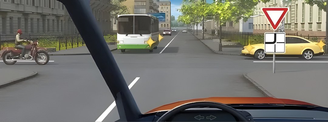 Кому Вы обязаны уступить дорогу при движении прямо?
