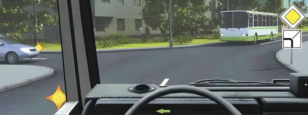Кому Вы должны уступить дорогу при повороте налево?