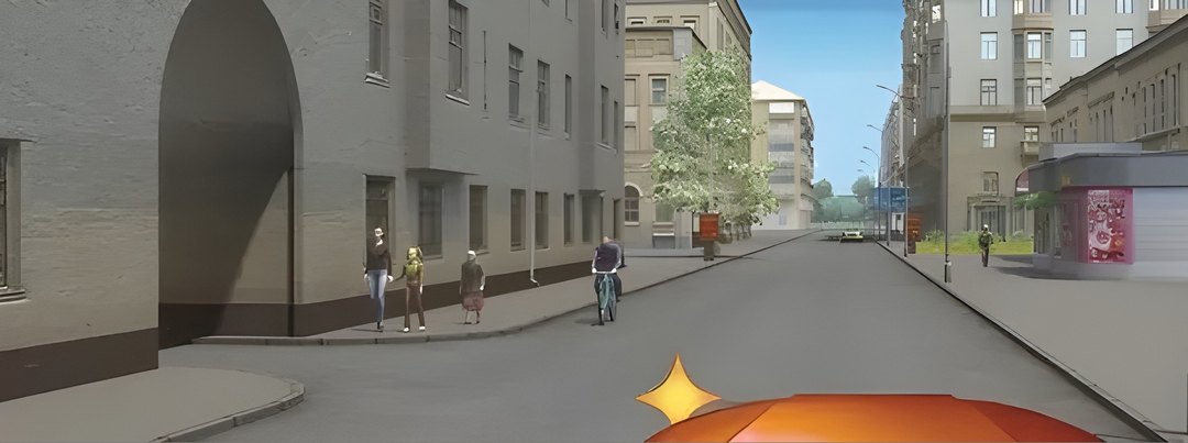 При повороте налево для въезда во двор Вы обязаны уступить дорогу: