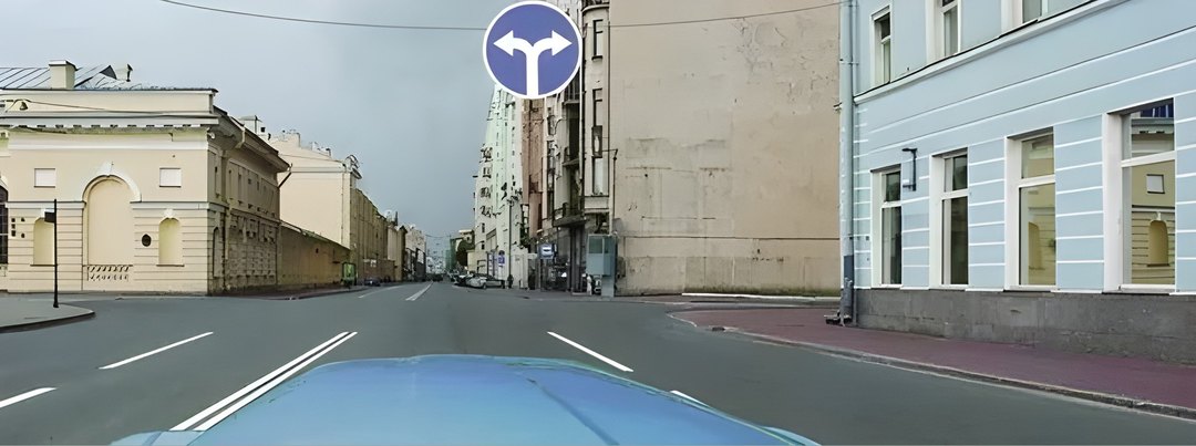 В каких направлениях Вам можно продолжить движение по второй полосе?