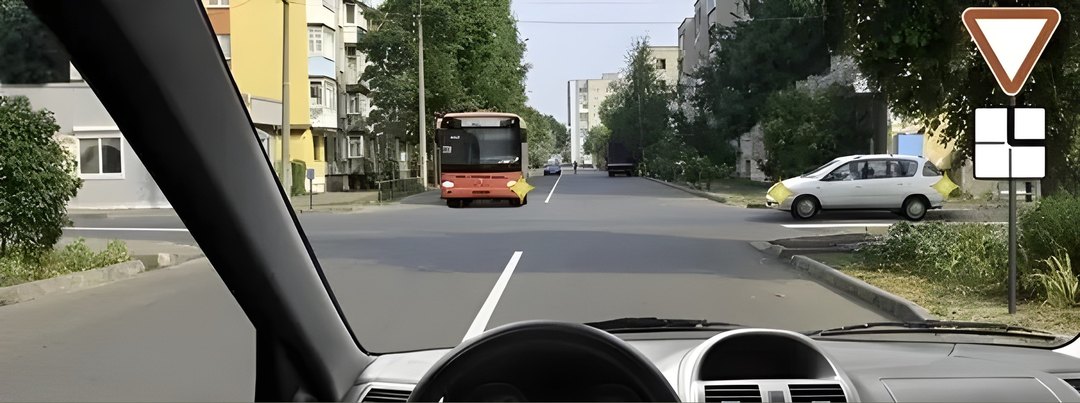Кому Вы обязаны уступить дорогу при движении в прямом направлении?