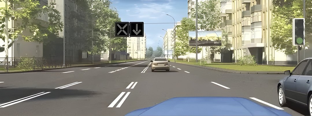 Разрешено ли Вам за перекрёстком выехать на полосу с реверсивным движением?